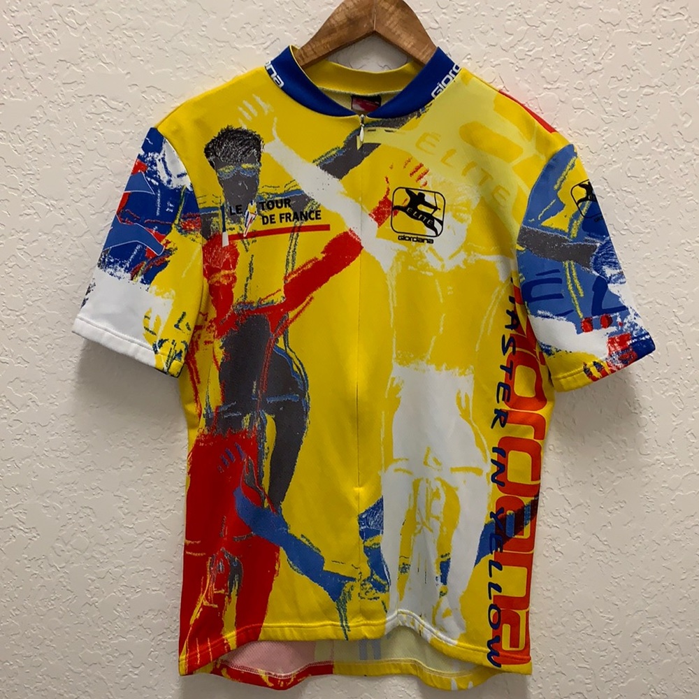 Giordana le de tour france Cycling Jersey Shirt Sz M Yellow Made in Italy Vtg